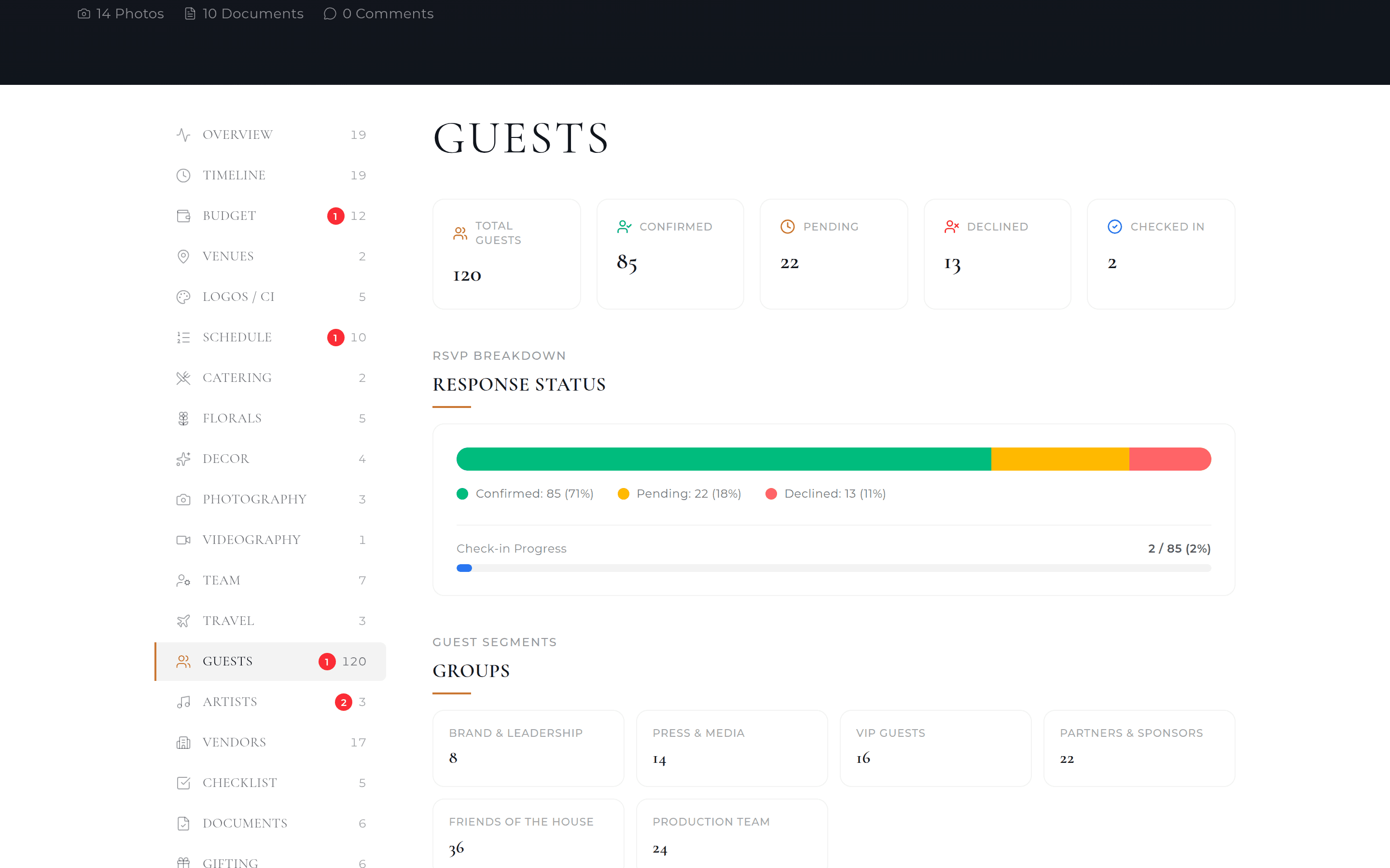 Guest management — Studio BOH client portal
